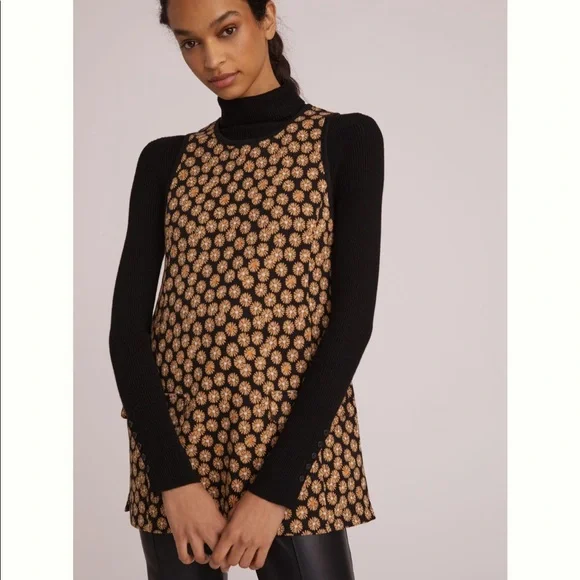 ✨ Anthropologie Jacquard Tunic Top Sz MP - Picture 1 of 6